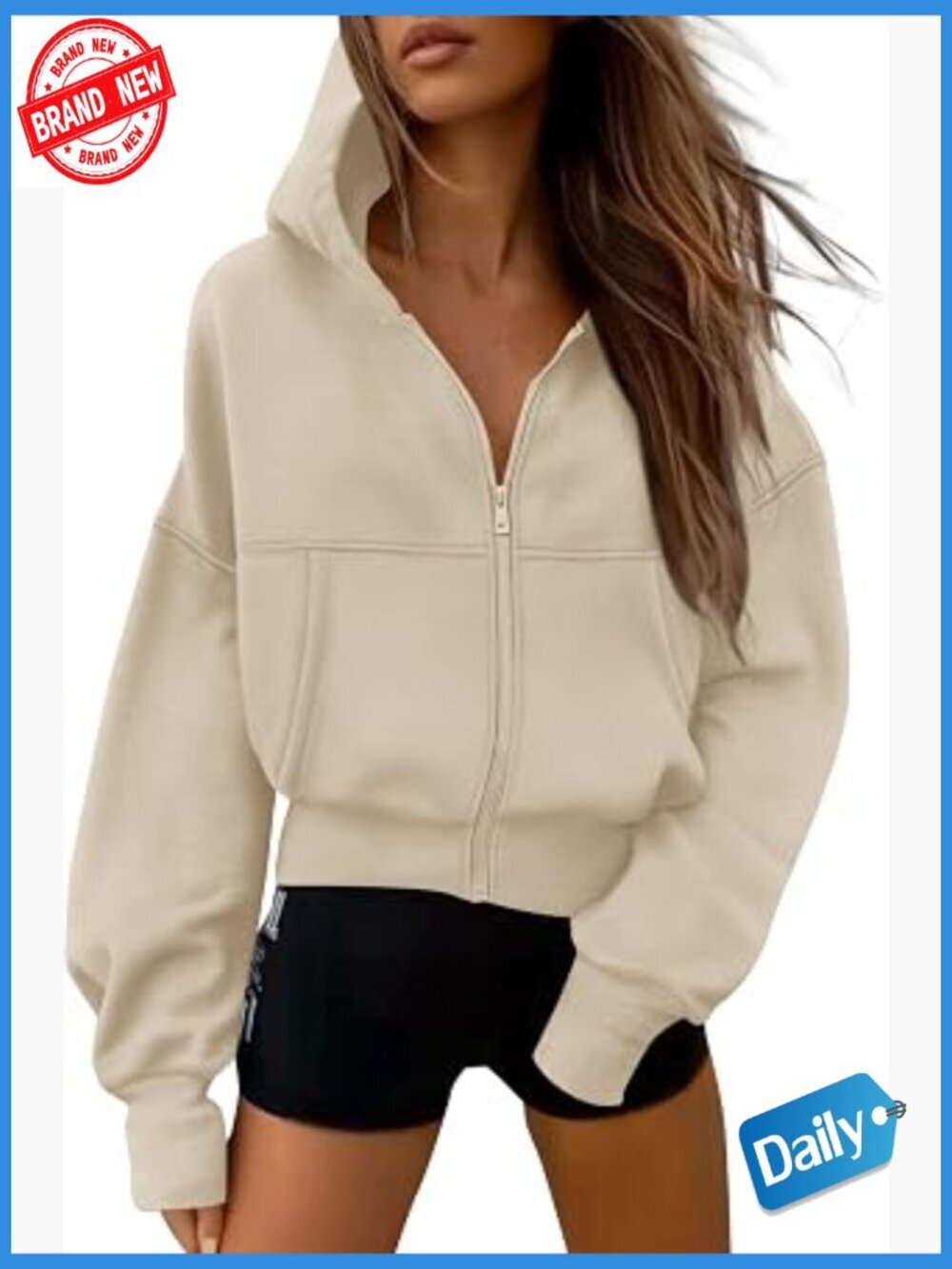 Zip Up Y2K Hoodie Fleece Sweatshirt Women Long Sleeve Hooded Casual Jacket